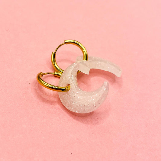 Créoles Lune "SELENE" - Blanc