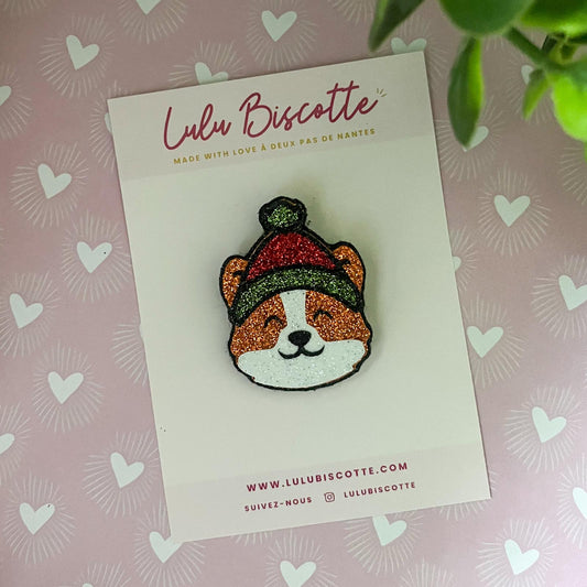 Broche pailletée Corgi "MONTY"