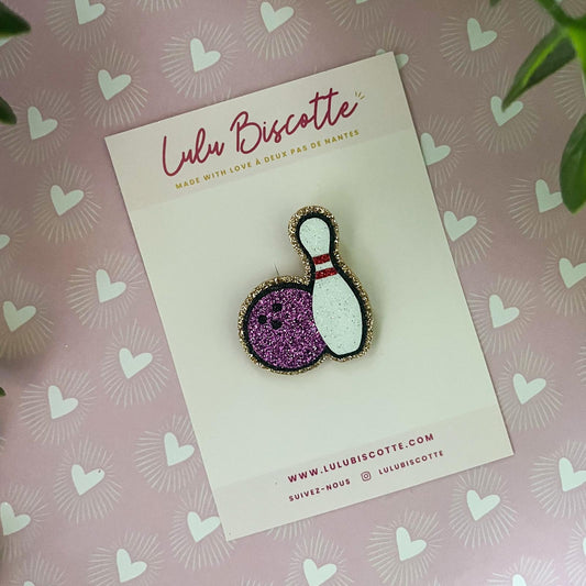 Broche pailletée Bowling "STRIKE"