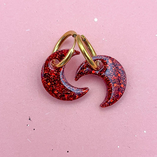 Créoles Lune "SELENE" - Rouge XMAS