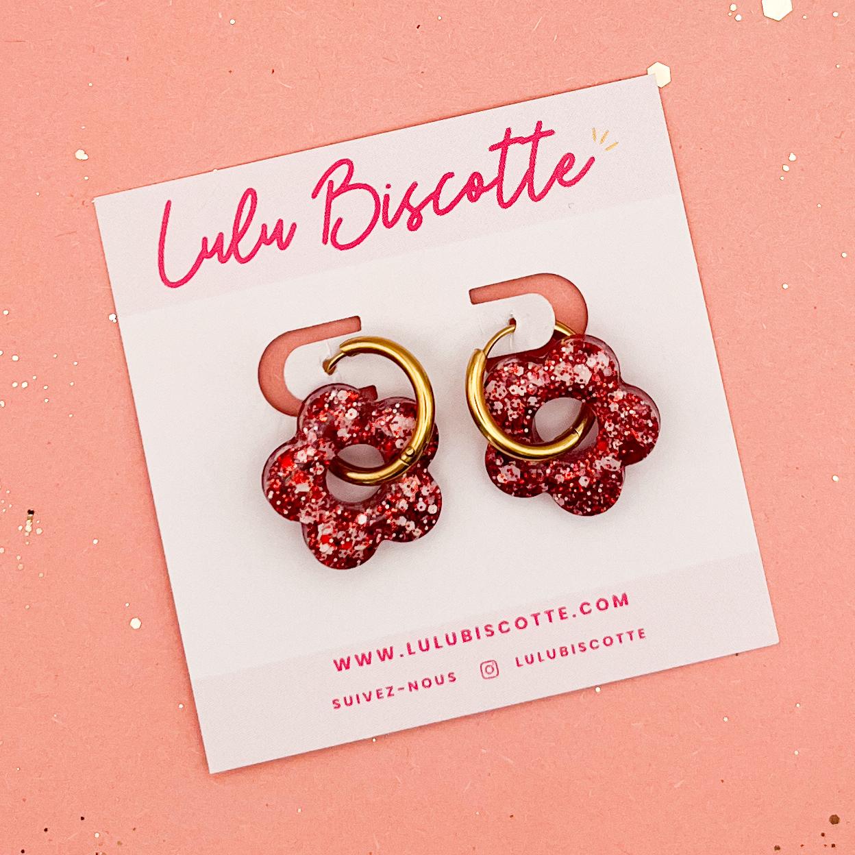 Créoles CHLOE - Rouge/Rose