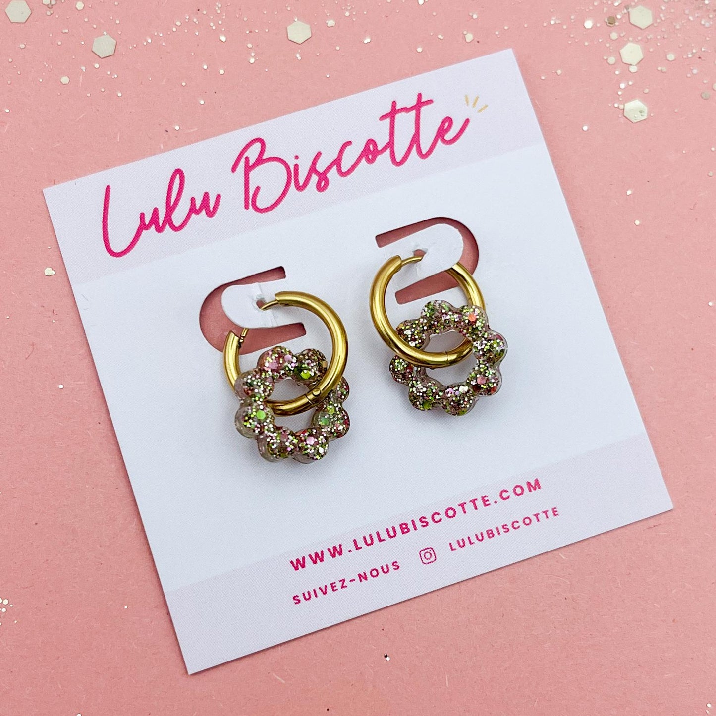 Créoles mini fleurs ALICE - Wonderland