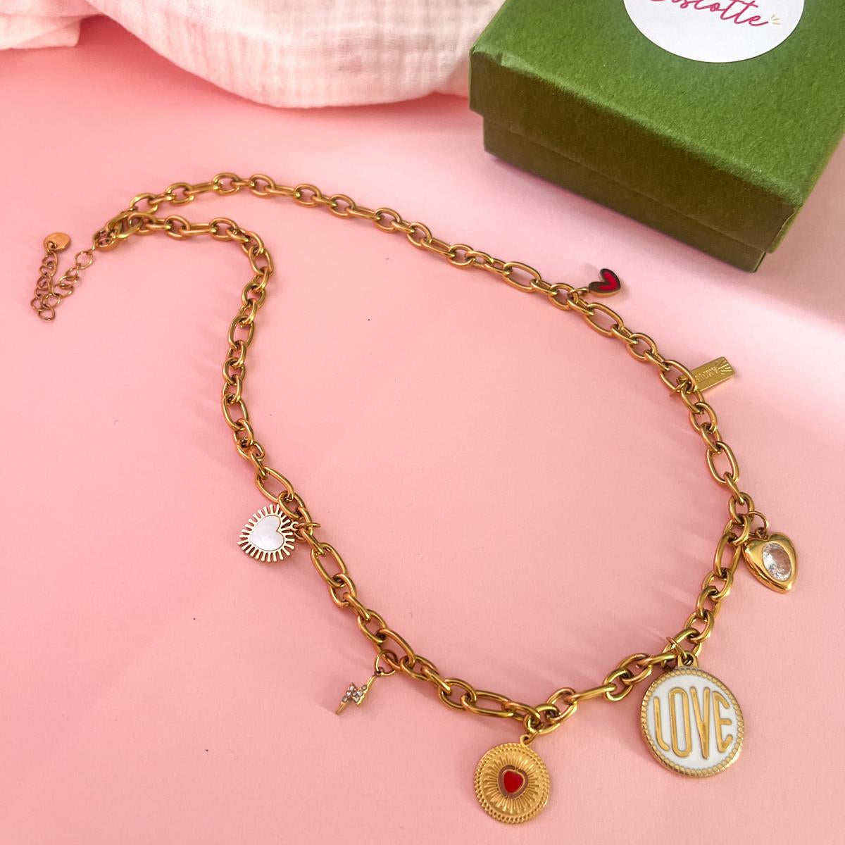 Collier à Breloques en acier inoxydable - LOVE