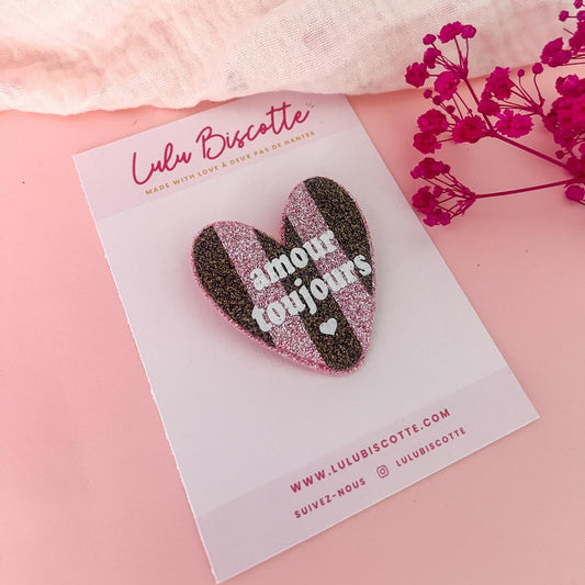 Broche pailletée "AMOUR TOUJOURS"