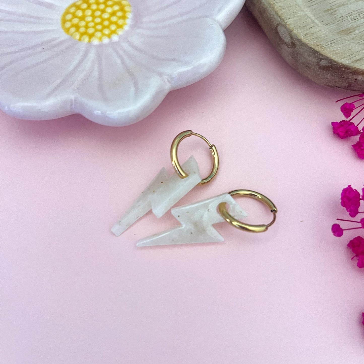 Pampilles LUZ- Blanc/feuille d'Or