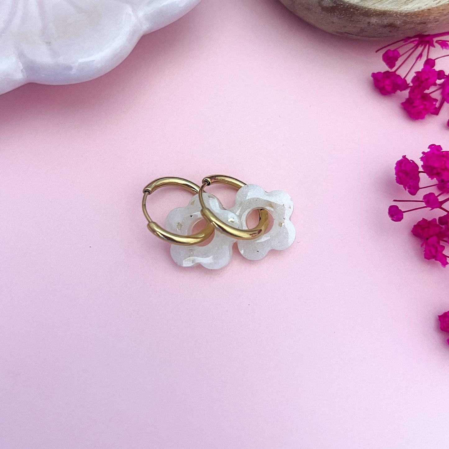 Pampilles CHLOE - Blanc/feuille d'Or