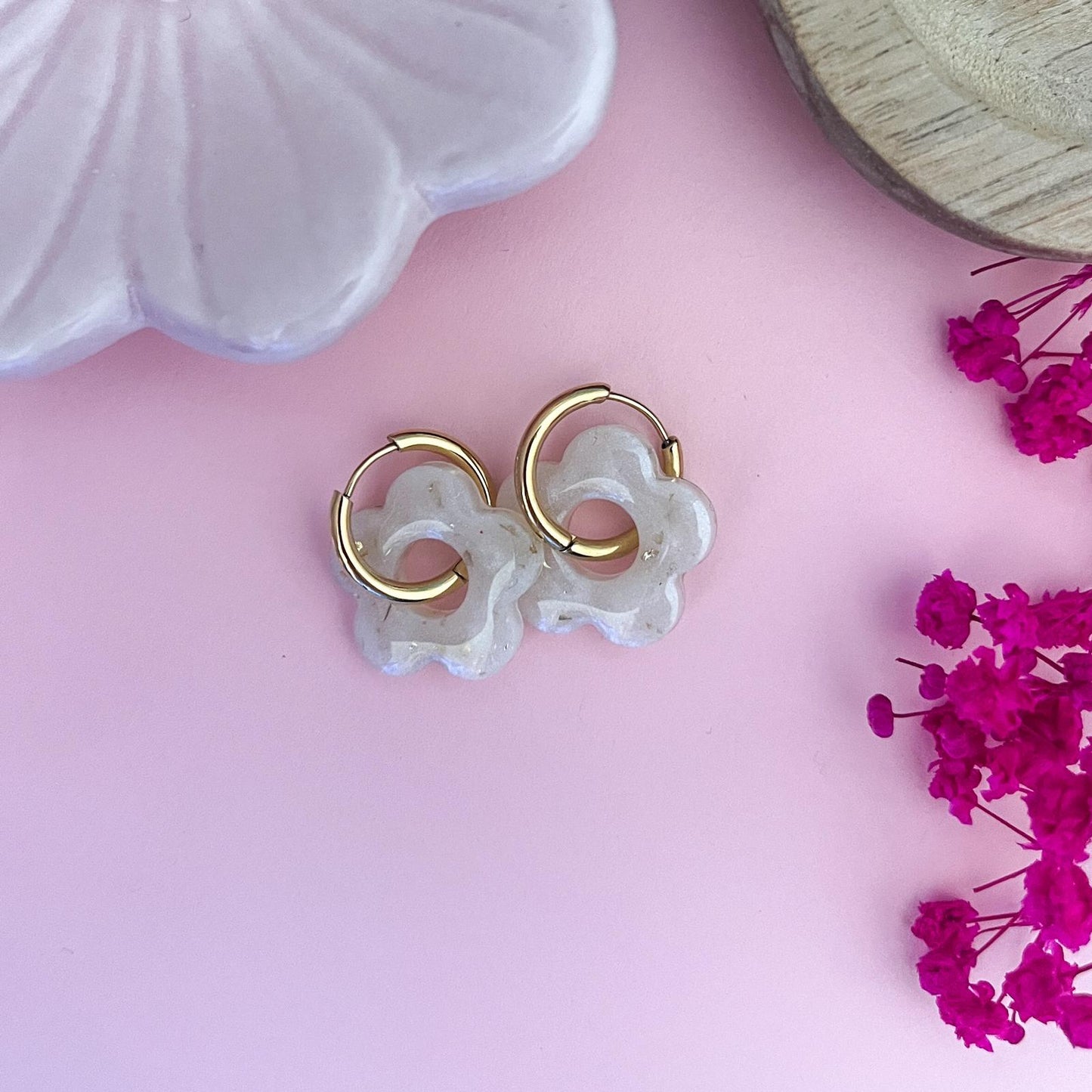 Pampilles CHLOE - Blanc/feuille d'Or