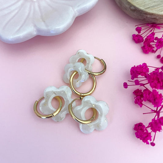 Pampilles CHLOE - Blanc/feuille d'Or