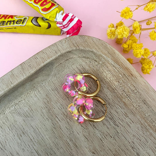 Créoles mini CHLOE Confettis - Rose/Jaune/Parme