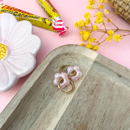 Créoles mini CHLOE - Rose nacré