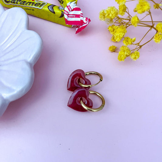 Créoles mini IDYLE à pois - Bordeaux nacré