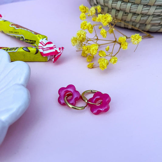 Créoles mini CHLOE - Fushia nacré