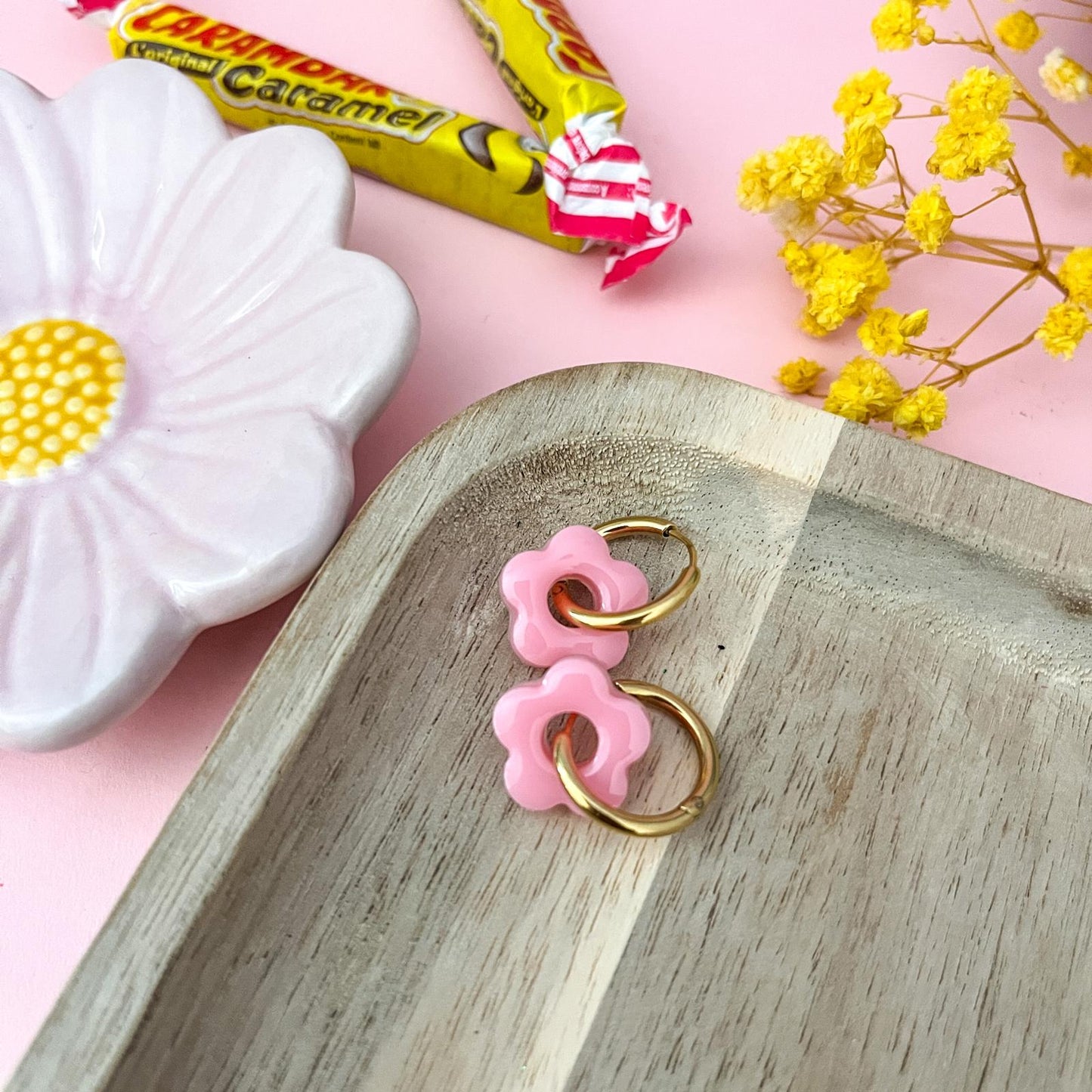 Créoles mini CHLOE - Rose bonbon