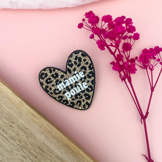 Broche pailletée "MAMIE POULE"