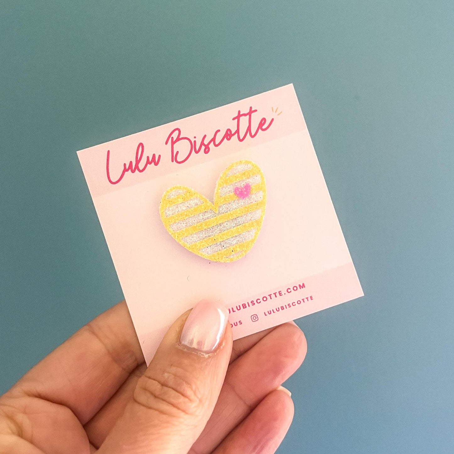 Pin's pailleté COEUR MARINIERE - Jaune