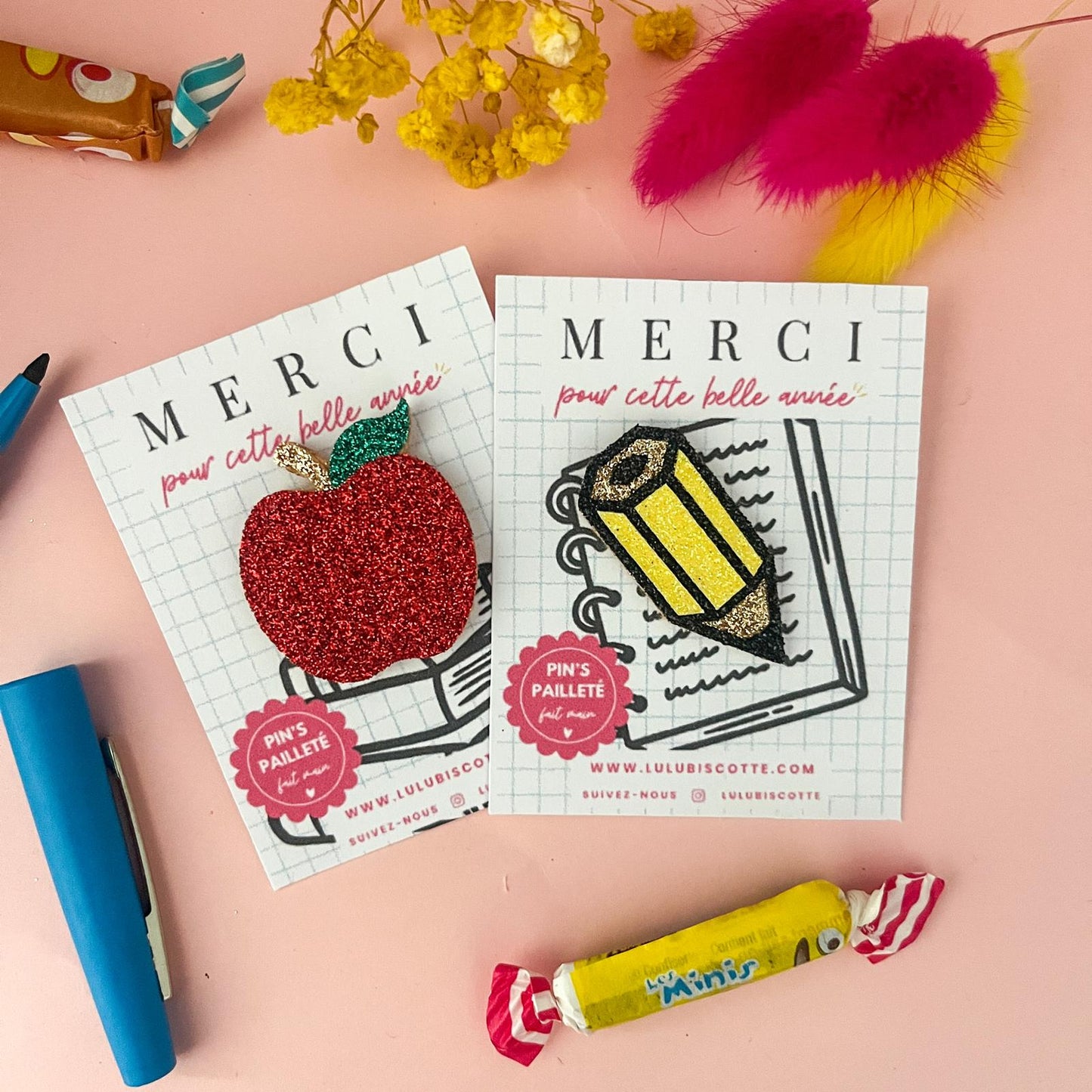 Pin's pailleté MERCI MAITRESSE - Crayon