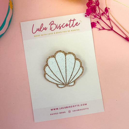 Broche pailletée coquillage "JACQUES"