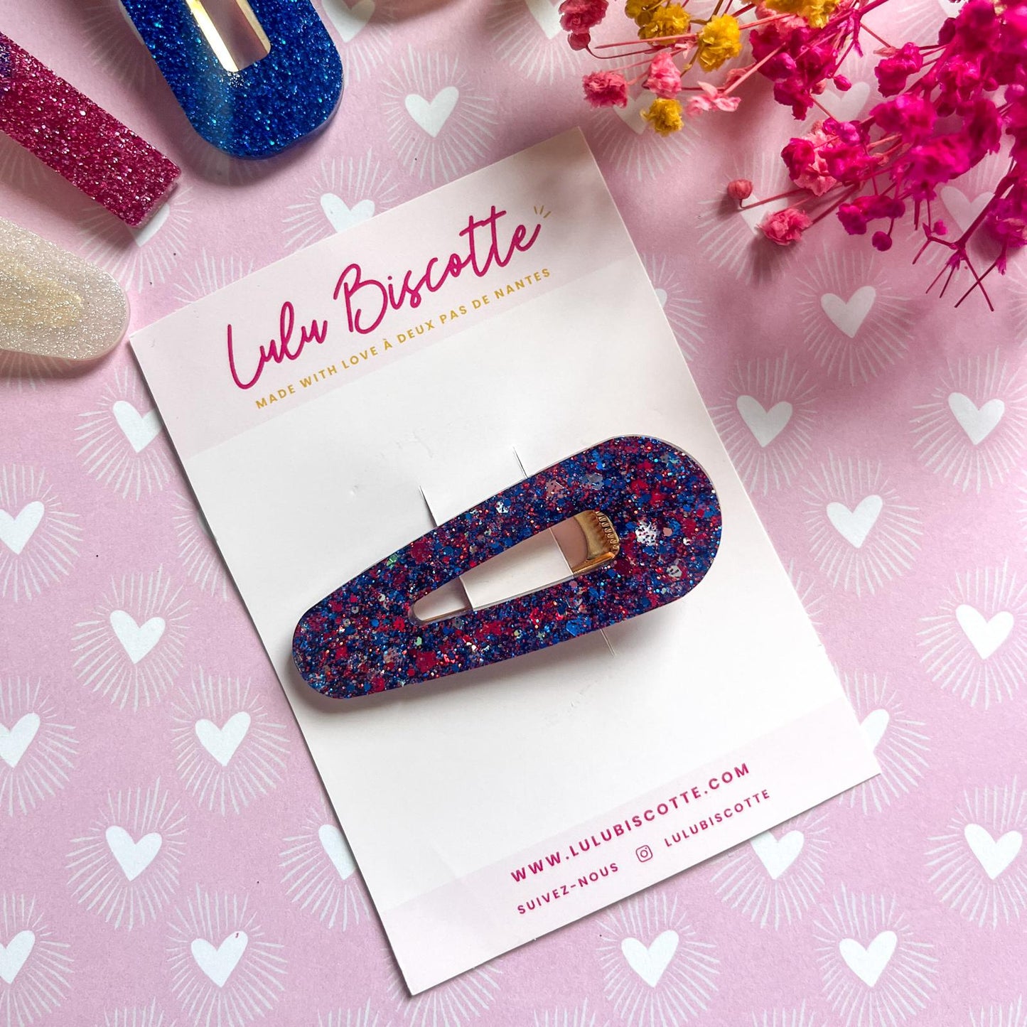 Barrette SUZON - Paillettes bleu/rouge/blanc