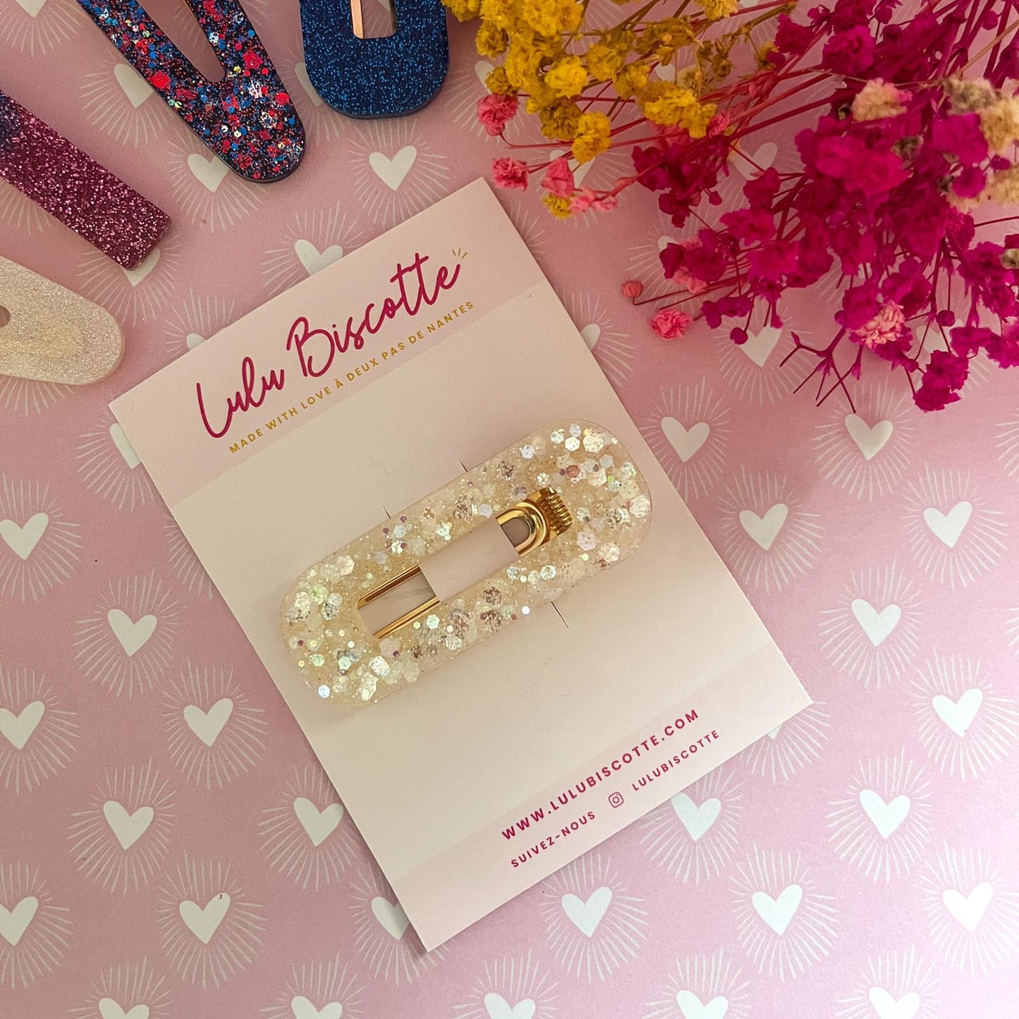 Barrette SANDY - Paillette blanc holographique