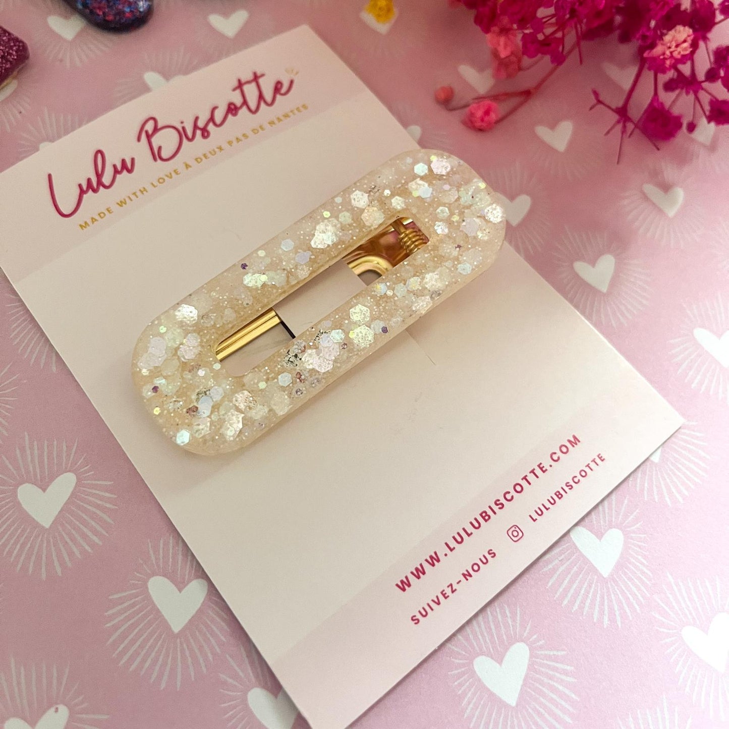 Barrette SANDY - Paillette blanc holographique