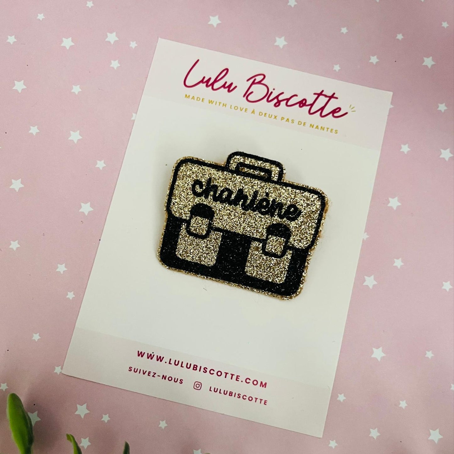 ☆ PERSONNALISABLE ☆ Broche pailletée "CARTABLE"