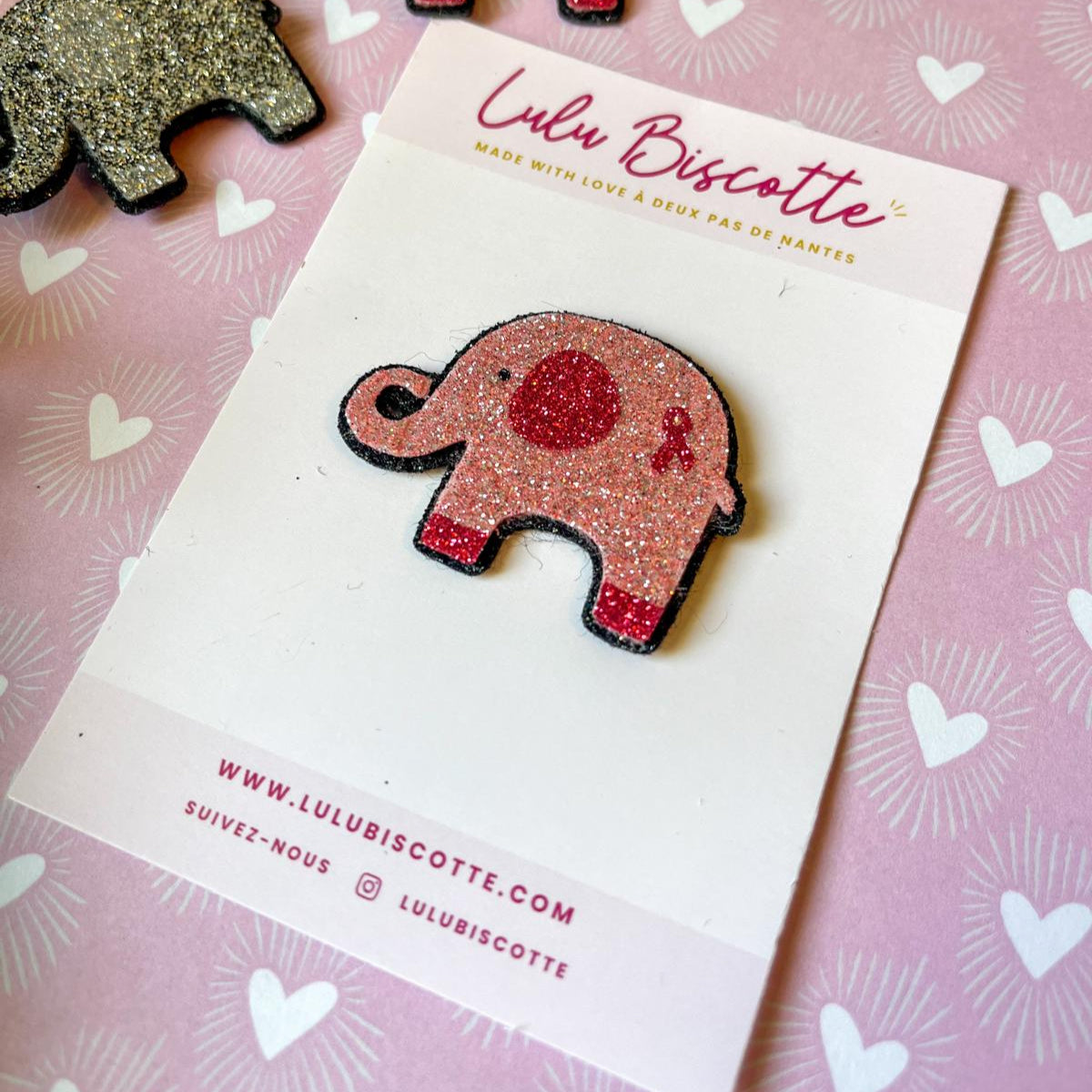 Broche pailletée "ELMER" - Rose