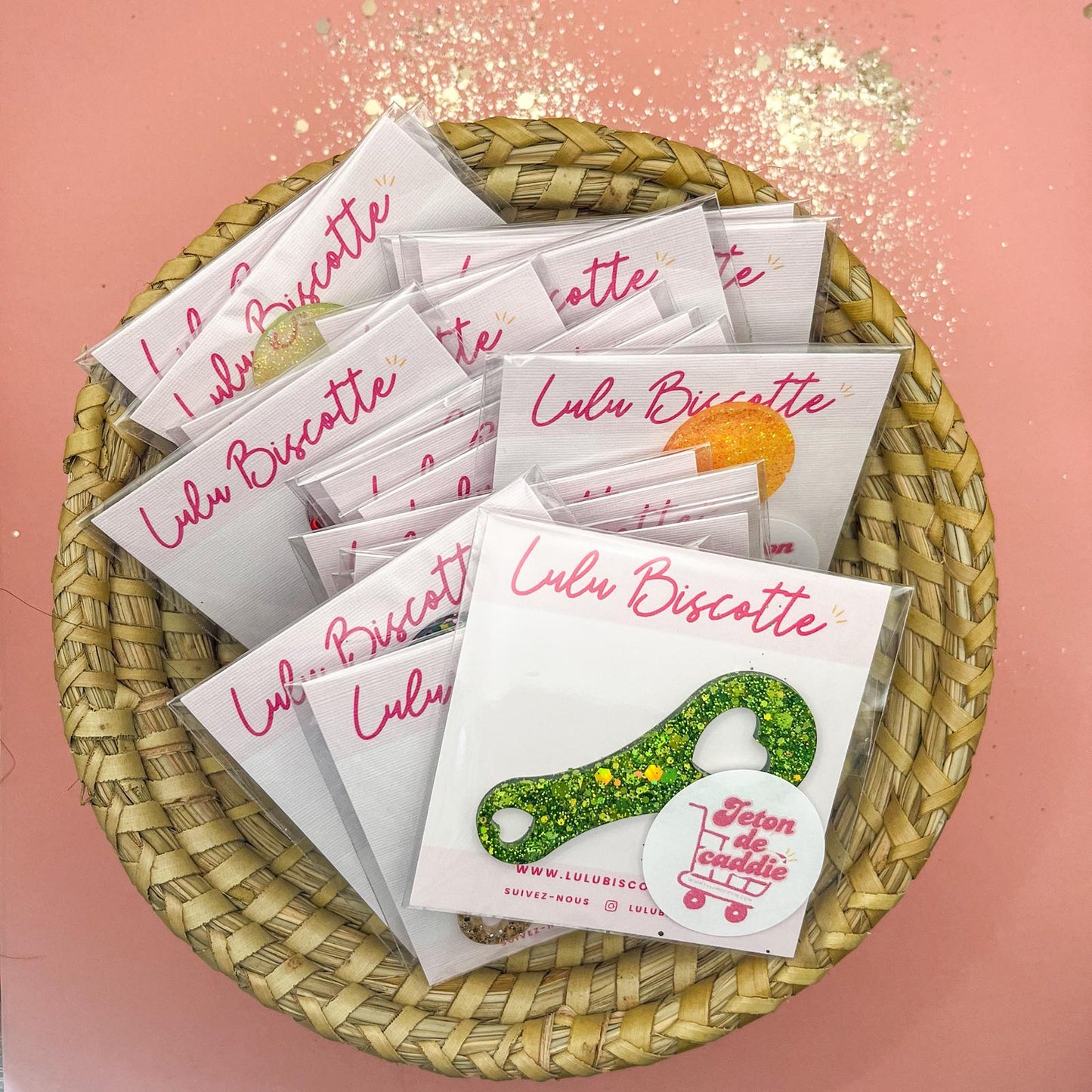 Jeton de caddie - Confettis multicolores