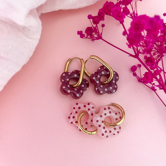 Pampilles CHLOE à pois - Rose/Bordeaux