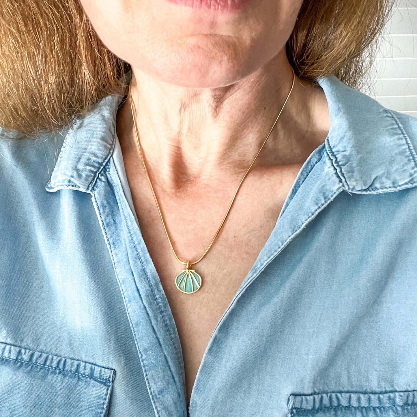 Collier SHELLY - vert nacré
